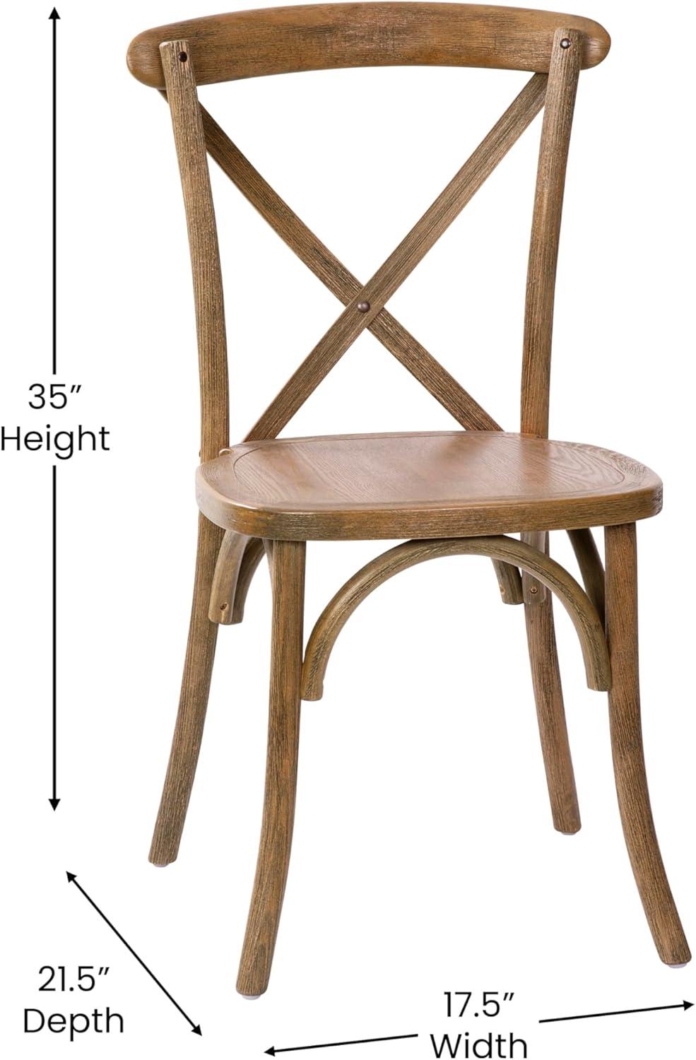 imageFlash Furniture 2Pack Advantage Commercial XBack Chairs with Solid Elm Wood One Piece Frame in Medium Natural with White GrainDark Natural