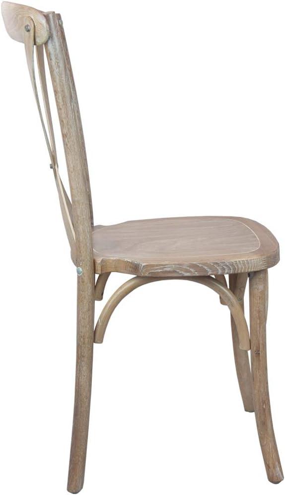 imageFlash Furniture 2Pack Advantage Commercial XBack Chairs with Solid Elm Wood One Piece Frame in Medium Natural with White GrainDriftwood