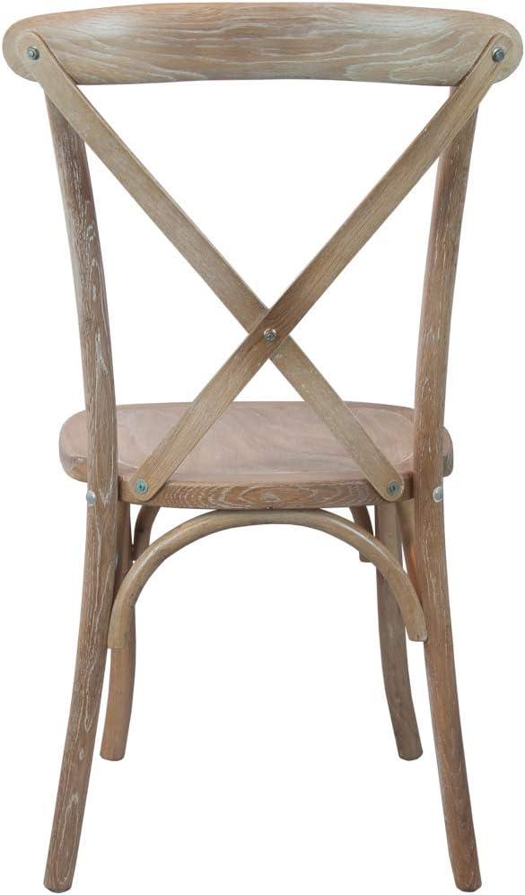 imageFlash Furniture 2Pack Advantage Commercial XBack Chairs with Solid Elm Wood One Piece Frame in Medium Natural with White GrainDriftwood
