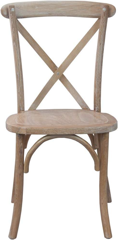 imageFlash Furniture 2Pack Advantage Commercial XBack Chairs with Solid Elm Wood One Piece Frame in Medium Natural with White GrainDriftwood