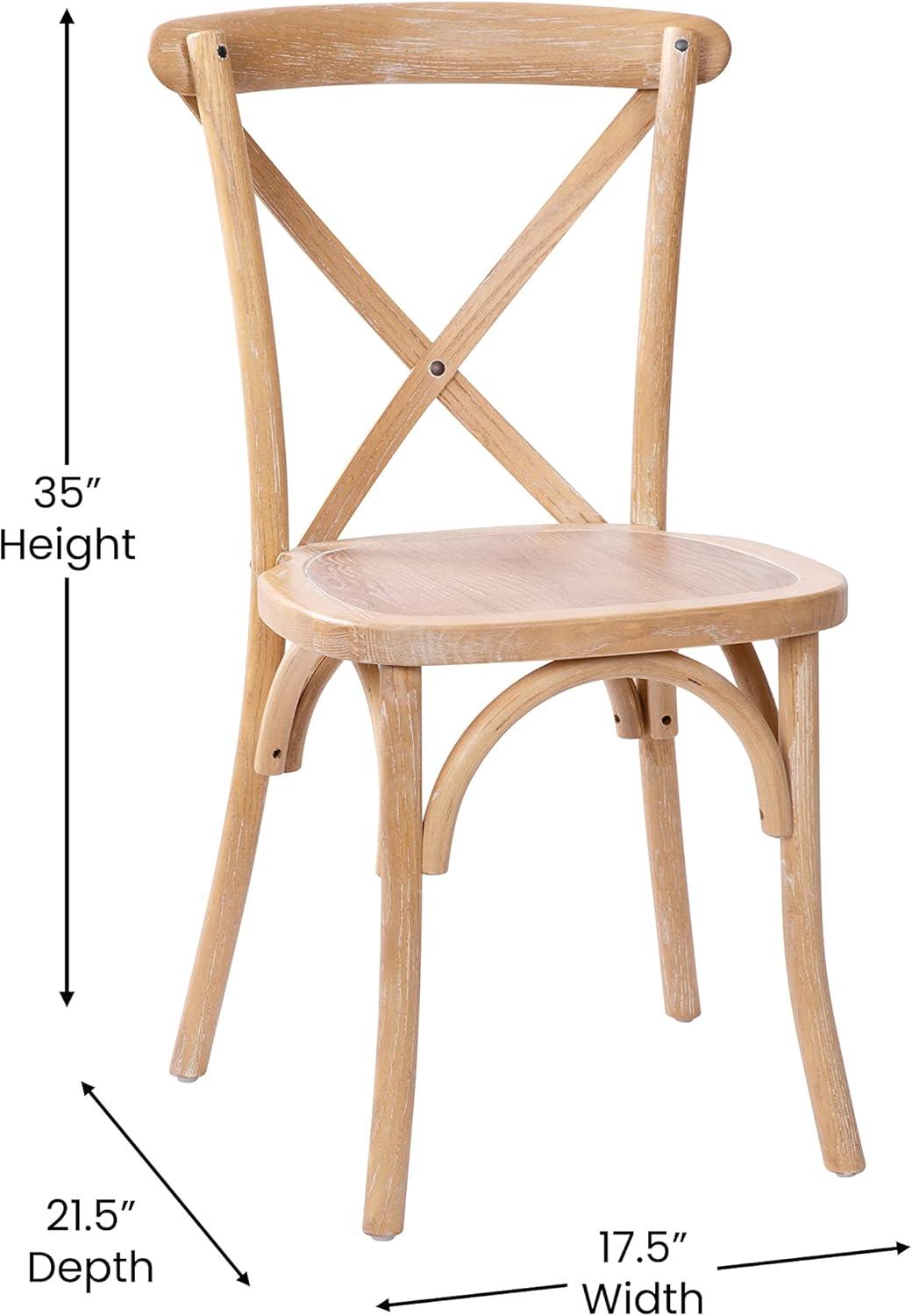 imageFlash Furniture 2Pack Advantage Commercial XBack Chairs with Solid Elm Wood One Piece Frame in Medium Natural with White GrainDriftwood