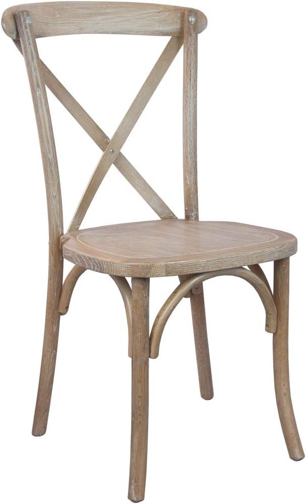 imageFlash Furniture 2Pack Advantage Commercial XBack Chairs with Solid Elm Wood One Piece Frame in Medium Natural with White GrainDriftwood