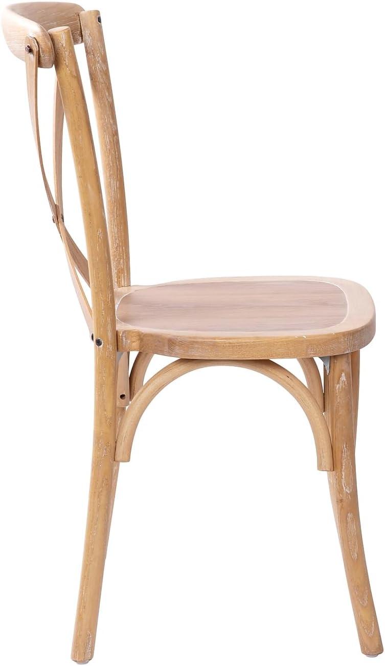 imageFlash Furniture 2Pack Advantage Commercial XBack Chairs with Solid Elm Wood One Piece Frame in Medium Natural with White GrainDriftwood