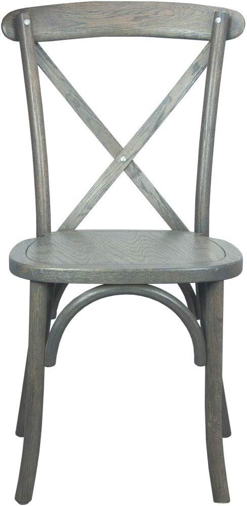 imageFlash Furniture 2Pack Advantage Commercial XBack Chairs with Solid Elm Wood One Piece Frame in Medium Natural with White GrainGrey