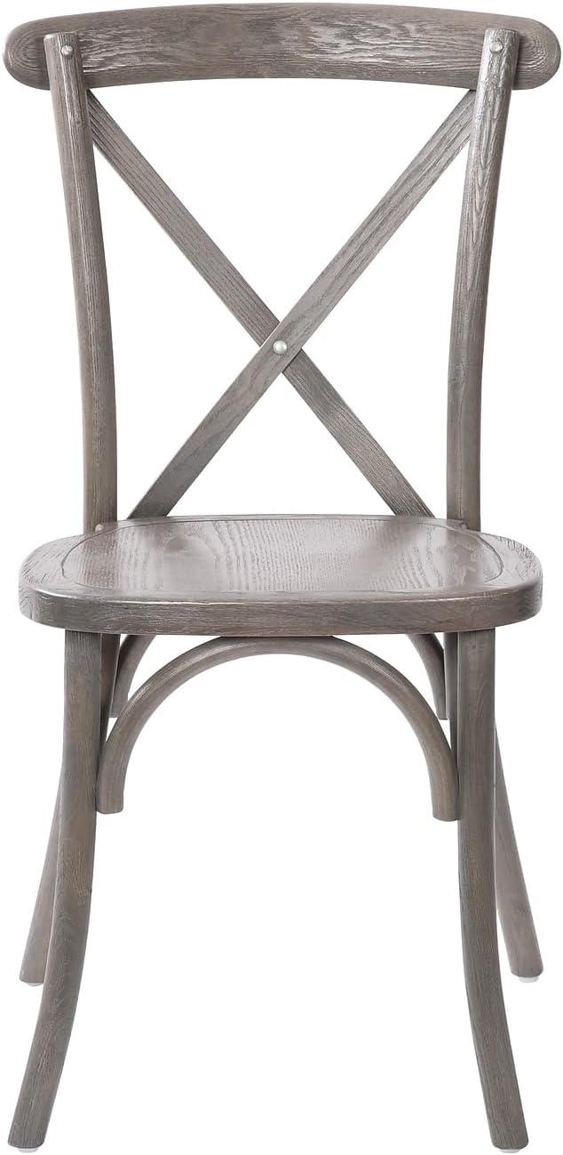 imageFlash Furniture 2Pack Advantage Commercial XBack Chairs with Solid Elm Wood One Piece Frame in Medium Natural with White GrainGrey