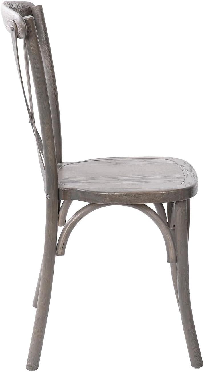 imageFlash Furniture 2Pack Advantage Commercial XBack Chairs with Solid Elm Wood One Piece Frame in Medium Natural with White GrainGrey