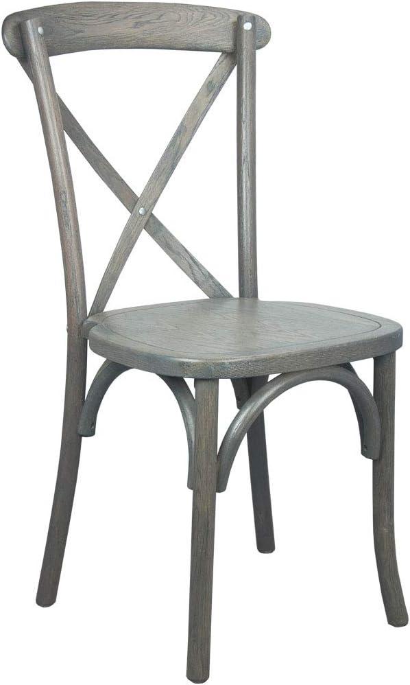imageFlash Furniture 2Pack Advantage Commercial XBack Chairs with Solid Elm Wood One Piece Frame in Medium Natural with White GrainGrey