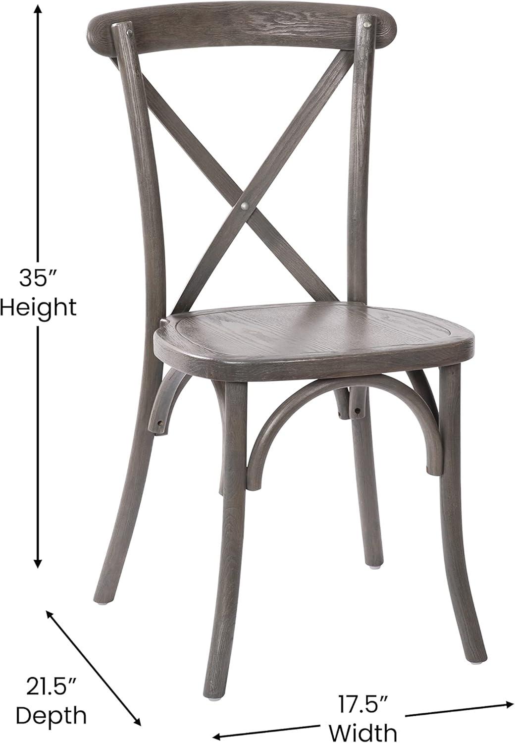 imageFlash Furniture 2Pack Advantage Commercial XBack Chairs with Solid Elm Wood One Piece Frame in Medium Natural with White GrainGrey