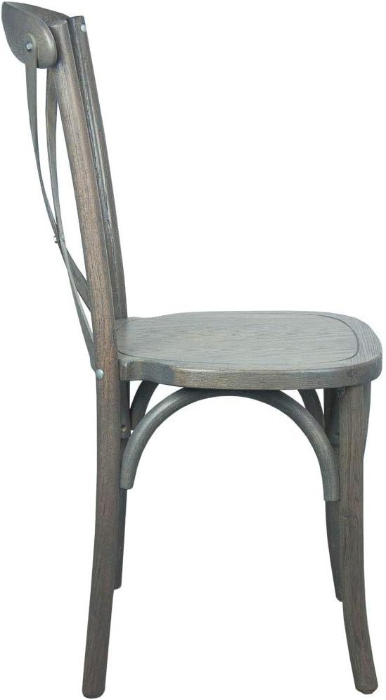 imageFlash Furniture 2Pack Advantage Commercial XBack Chairs with Solid Elm Wood One Piece Frame in Medium Natural with White GrainGrey