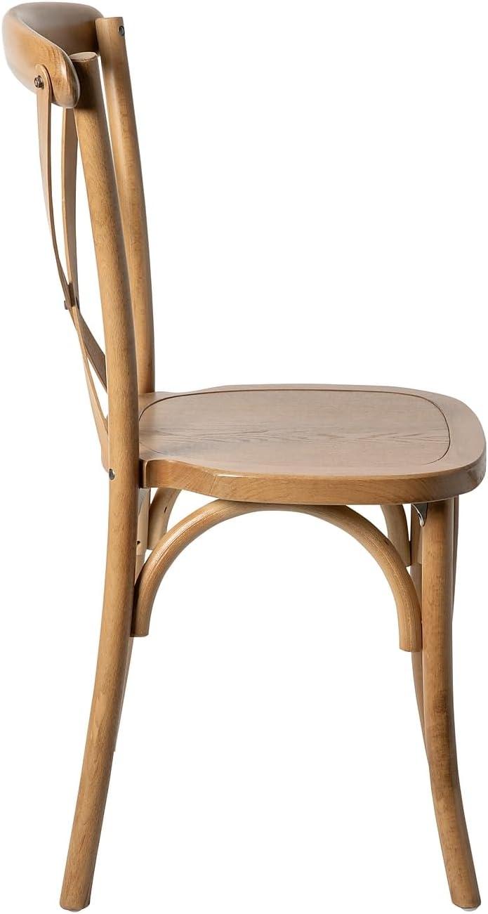 imageFlash Furniture 2Pack Advantage Commercial XBack Chairs with Solid Elm Wood One Piece Frame in Medium Natural with White GrainLight Brown