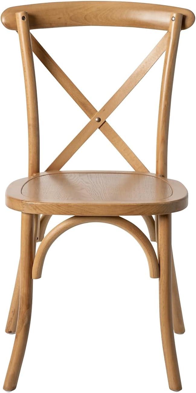 imageFlash Furniture 2Pack Advantage Commercial XBack Chairs with Solid Elm Wood One Piece Frame in Medium Natural with White GrainLight Brown