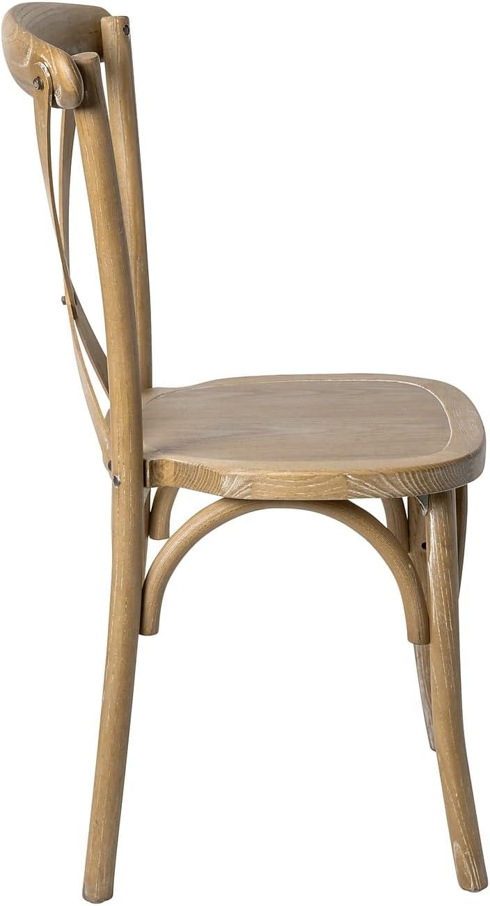 imageFlash Furniture 2Pack Advantage Commercial XBack Chairs with Solid Elm Wood One Piece Frame in Medium Natural with White GrainMedium Natural White Grain
