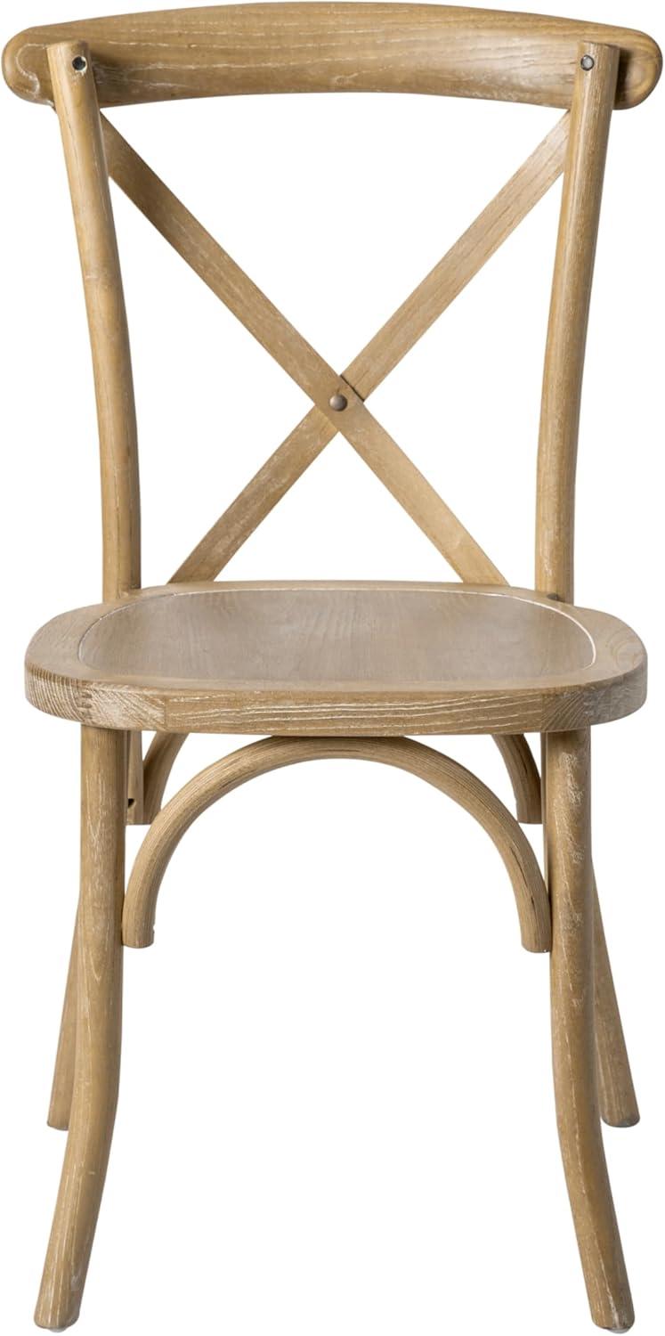 imageFlash Furniture 2Pack Advantage Commercial XBack Chairs with Solid Elm Wood One Piece Frame in Medium Natural with White GrainMedium Natural White Grain