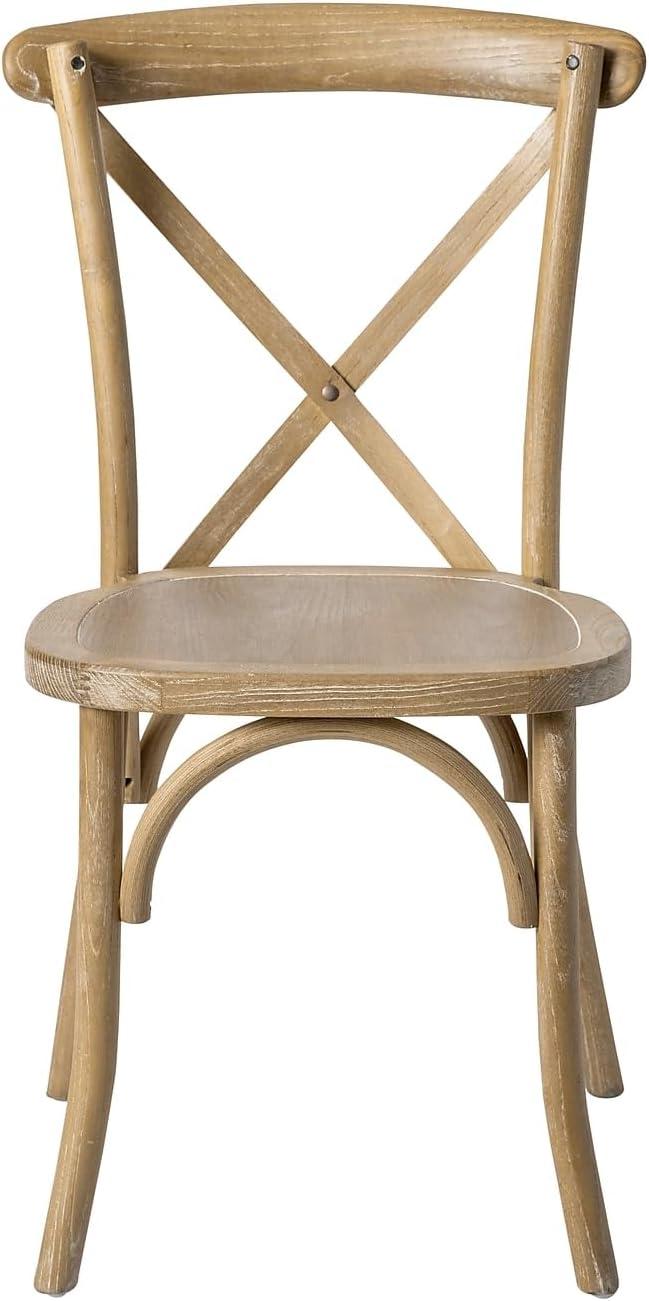 imageFlash Furniture 2Pack Advantage Commercial XBack Chairs with Solid Elm Wood One Piece Frame in Medium Natural with White GrainMedium Natural White Grain