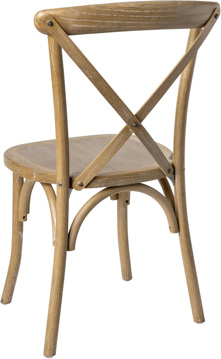 imageFlash Furniture 2Pack Advantage Commercial XBack Chairs with Solid Elm Wood One Piece Frame in Medium Natural with White GrainMedium Natural White Grain