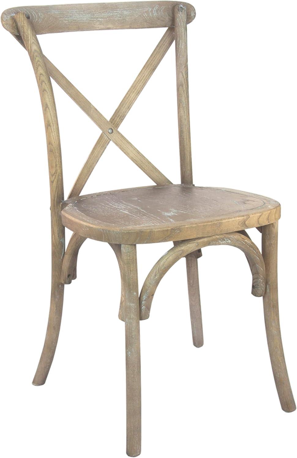 imageFlash Furniture 2Pack Advantage Commercial XBack Chairs with Solid Elm Wood One Piece Frame in Medium Natural with White GrainMedium Natural White Grain