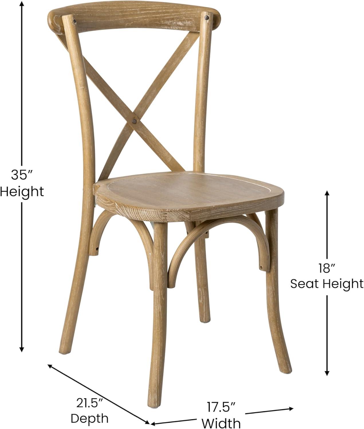 imageFlash Furniture 2Pack Advantage Commercial XBack Chairs with Solid Elm Wood One Piece Frame in Medium Natural with White GrainMedium Natural White Grain