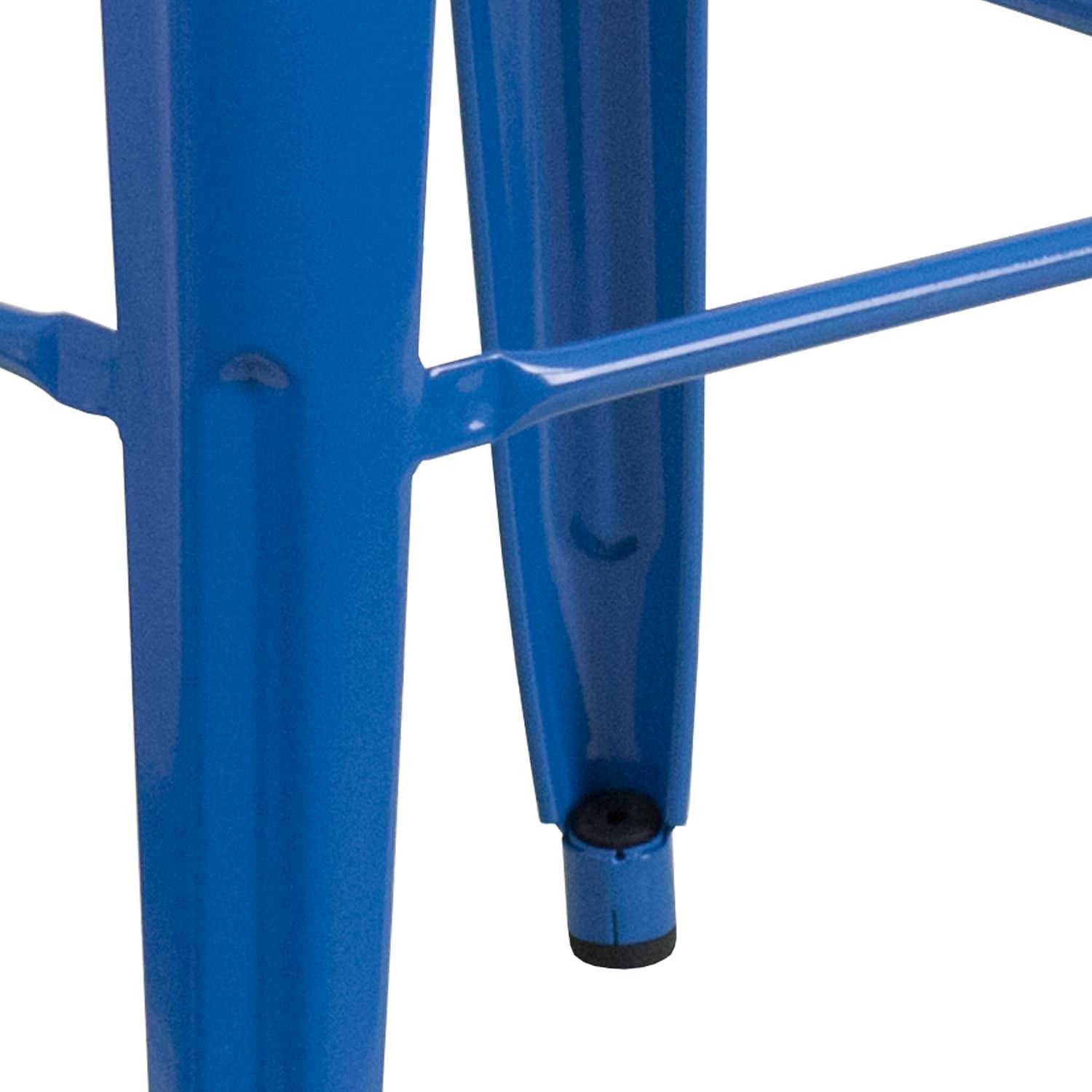 imageFlash Furniture 30quotH Commercial Modern Metal Backless Barstool IndoorOutdoor Industrial Square Stacking Bar Stool for Patio BarsRestaurants BlackBlue