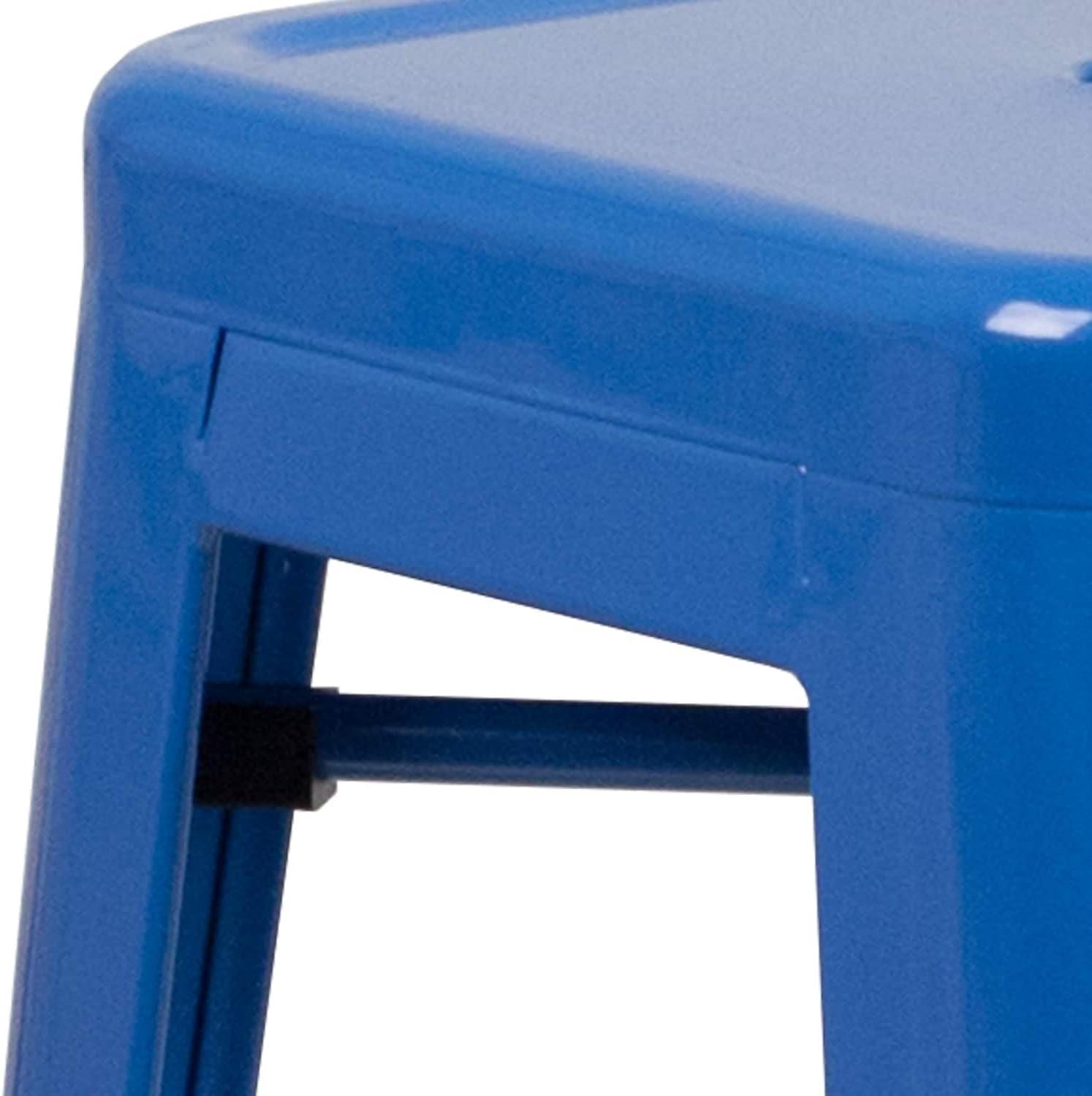 imageFlash Furniture 30quotH Commercial Modern Metal Backless Barstool IndoorOutdoor Industrial Square Stacking Bar Stool for Patio BarsRestaurants BlackBlue