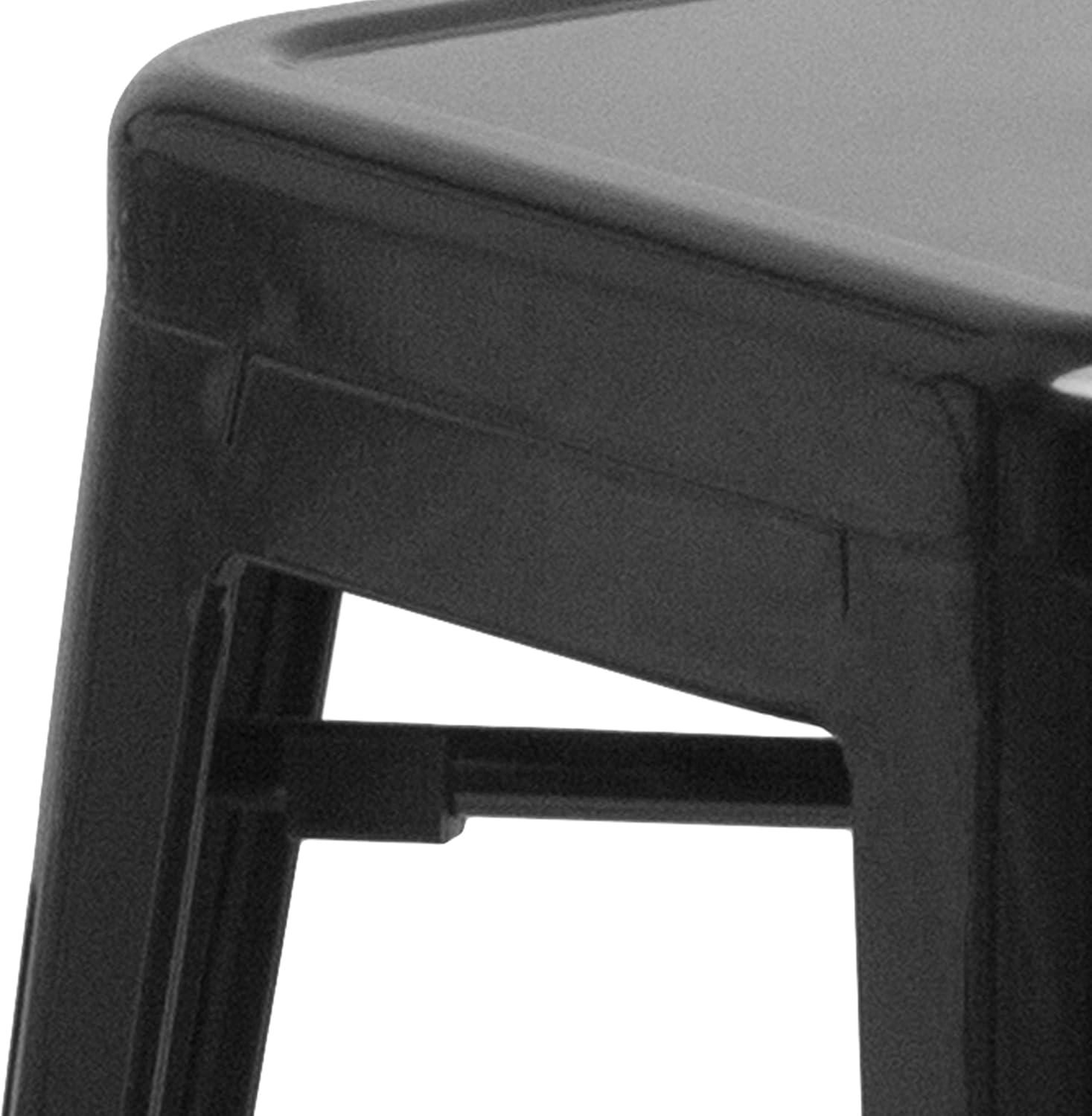imageFlash Furniture 30quotH Commercial Modern Metal Backless Barstool IndoorOutdoor Industrial Square Stacking Bar Stool for Patio BarsRestaurants BlackBlack