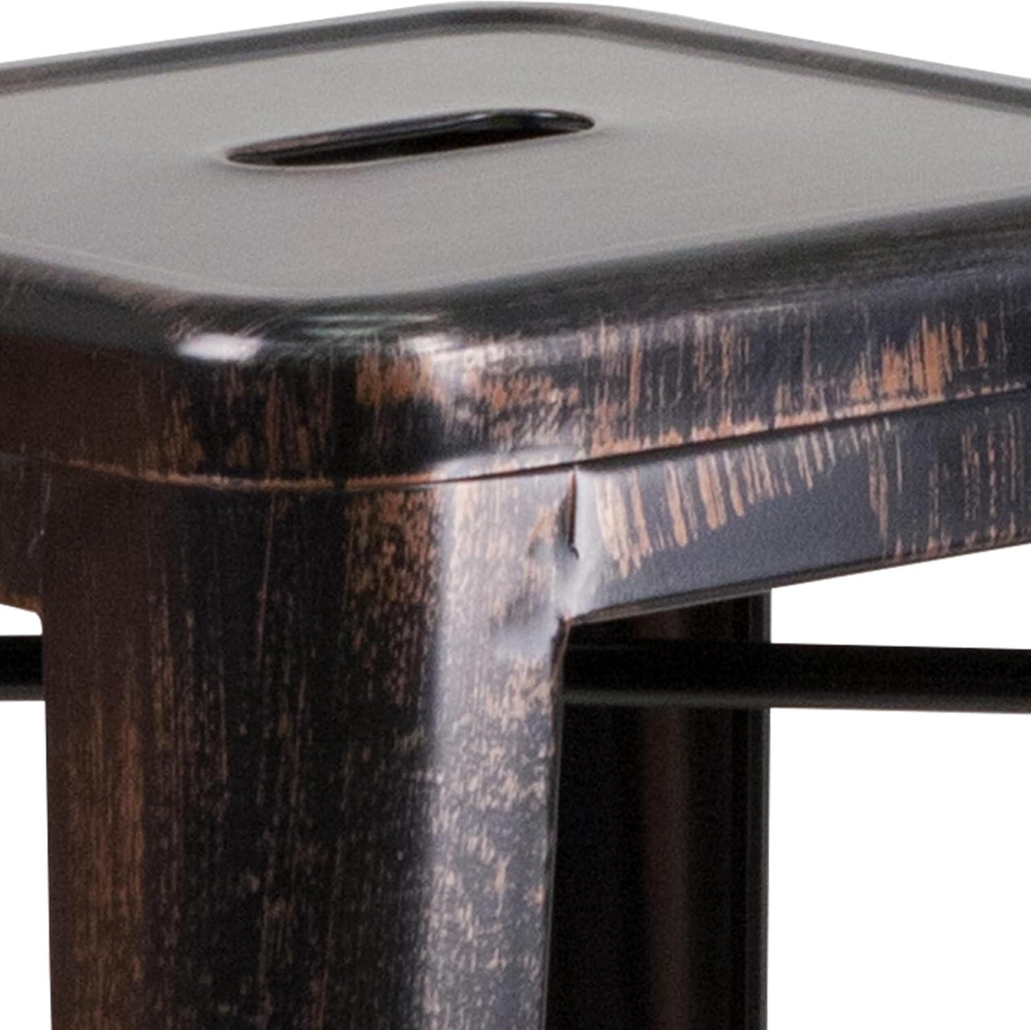 imageFlash Furniture 30quotH Commercial Modern Metal Backless Barstool IndoorOutdoor Industrial Square Stacking Bar Stool for Patio BarsRestaurants BlackBlackantique Gold