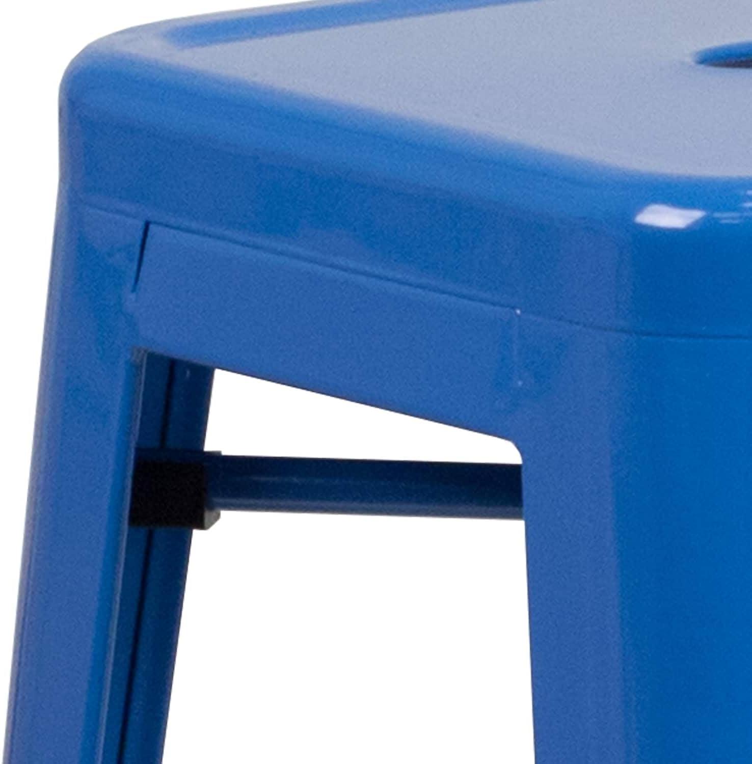imageFlash Furniture 30quotH Commercial Modern Metal Backless Barstool IndoorOutdoor Industrial Square Stacking Bar Stool for Patio BarsRestaurants BlackBlue