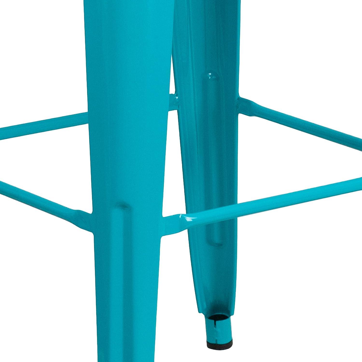 imageFlash Furniture 30quotH Commercial Modern Metal Backless Barstool IndoorOutdoor Industrial Square Stacking Bar Stool for Patio BarsRestaurants BlackCrystal Tealblue