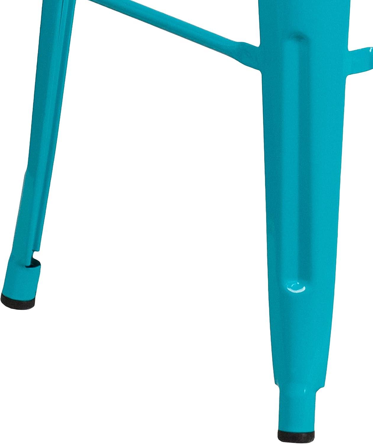 imageFlash Furniture 30quotH Commercial Modern Metal Backless Barstool IndoorOutdoor Industrial Square Stacking Bar Stool for Patio BarsRestaurants BlackCrystal Tealblue