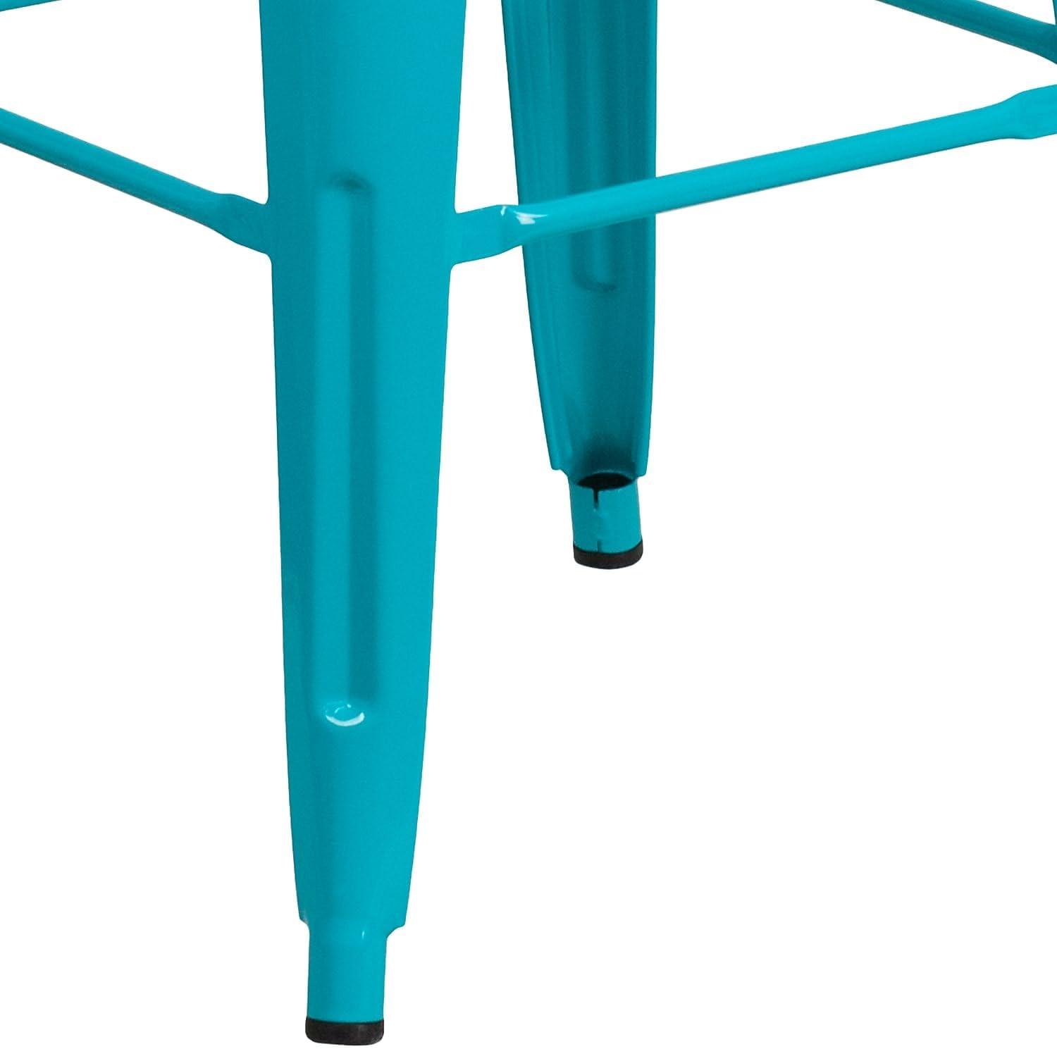 imageFlash Furniture 30quotH Commercial Modern Metal Backless Barstool IndoorOutdoor Industrial Square Stacking Bar Stool for Patio BarsRestaurants BlackCrystal Tealblue