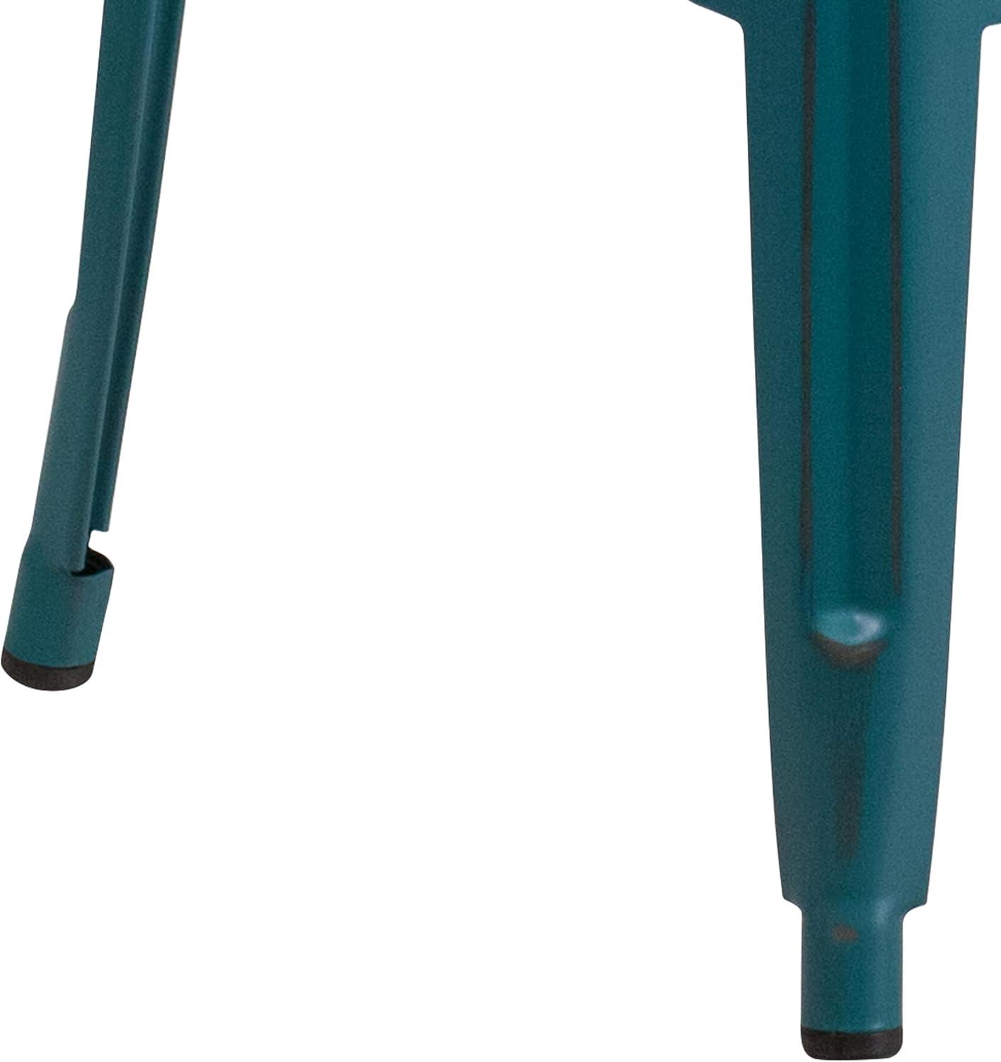 imageFlash Furniture 30quotH Commercial Modern Metal Backless Barstool IndoorOutdoor Industrial Square Stacking Bar Stool for Patio BarsRestaurants BlackDistressed Kelly Blueteal