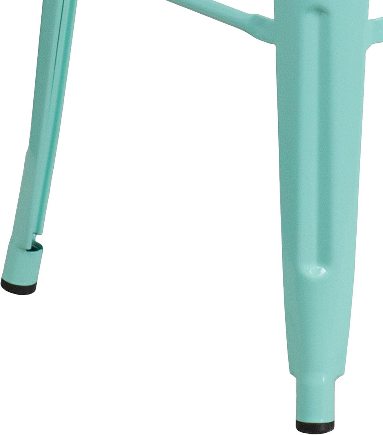 imageFlash Furniture 30quotH Commercial Modern Metal Backless Barstool IndoorOutdoor Industrial Square Stacking Bar Stool for Patio BarsRestaurants BlackMint Green