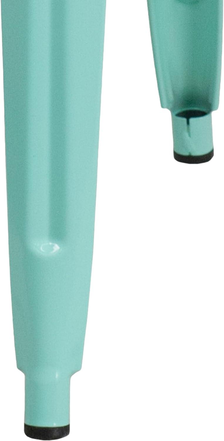 imageFlash Furniture 30quotH Commercial Modern Metal Backless Barstool IndoorOutdoor Industrial Square Stacking Bar Stool for Patio BarsRestaurants BlackMint Green