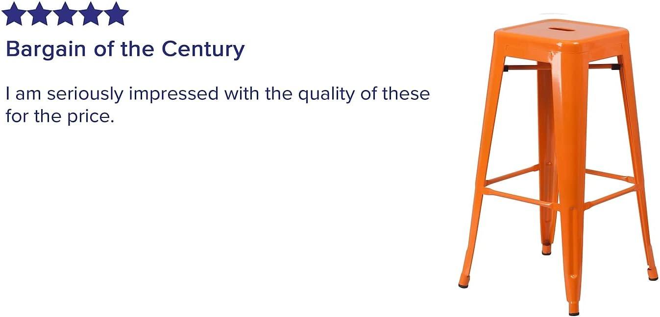 imageFlash Furniture 30quotH Commercial Modern Metal Backless Barstool IndoorOutdoor Industrial Square Stacking Bar Stool for Patio BarsRestaurants BlackOrange