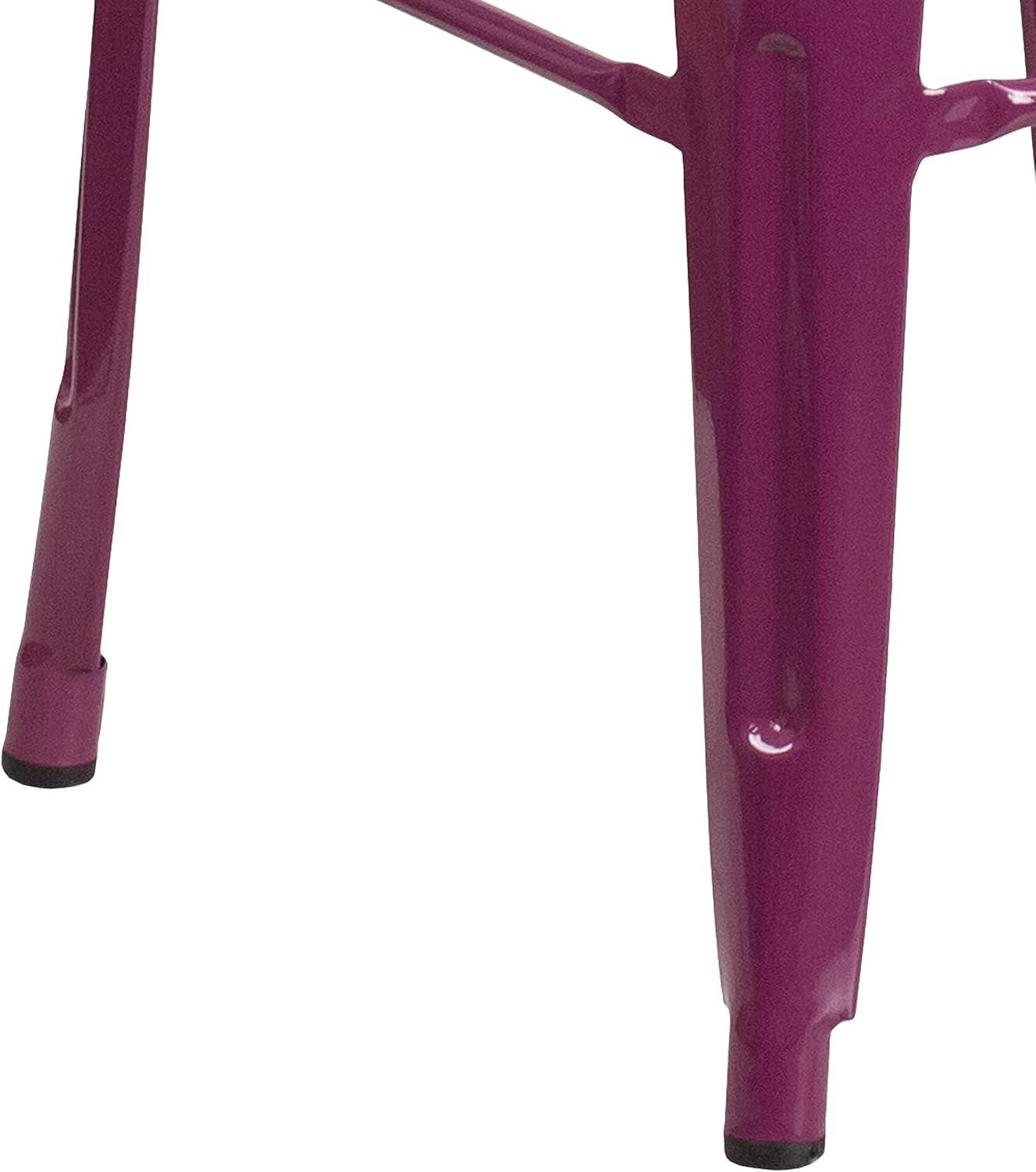 imageFlash Furniture 30quotH Commercial Modern Metal Backless Barstool IndoorOutdoor Industrial Square Stacking Bar Stool for Patio BarsRestaurants BlackPurple