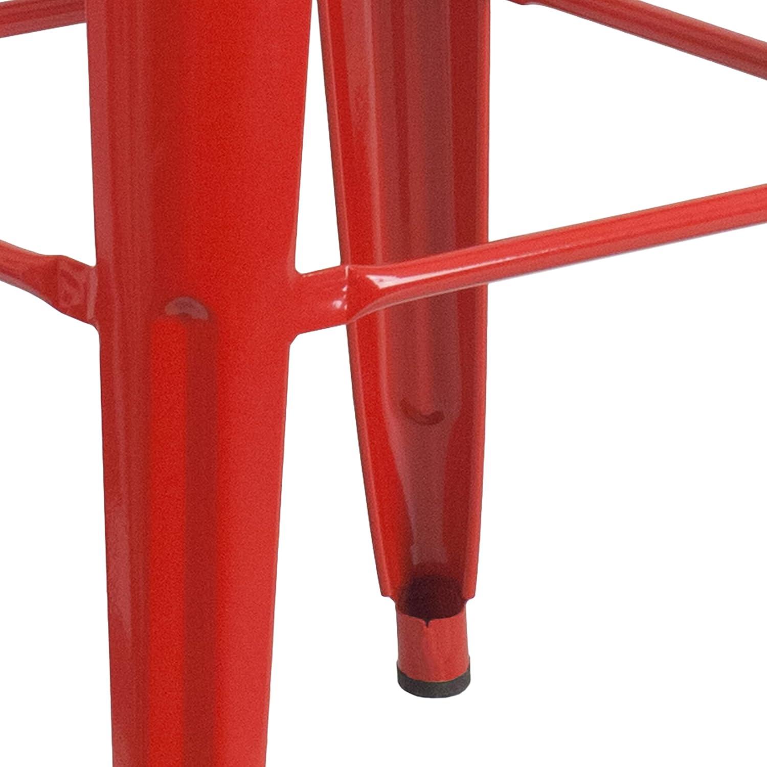 imageFlash Furniture 30quotH Commercial Modern Metal Backless Barstool IndoorOutdoor Industrial Square Stacking Bar Stool for Patio BarsRestaurants BlackRed