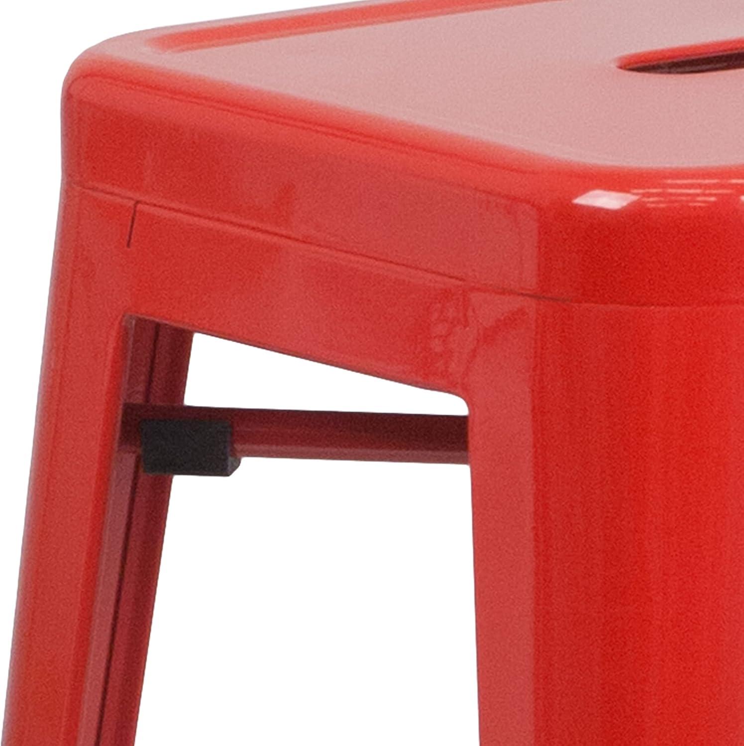 imageFlash Furniture 30quotH Commercial Modern Metal Backless Barstool IndoorOutdoor Industrial Square Stacking Bar Stool for Patio BarsRestaurants BlackRed