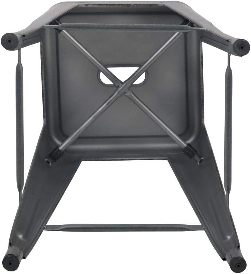 imageFlash Furniture 30quotH Commercial Modern Metal Backless Barstool IndoorOutdoor Industrial Square Stacking Bar Stool for Patio BarsRestaurants BlackSilver Gray