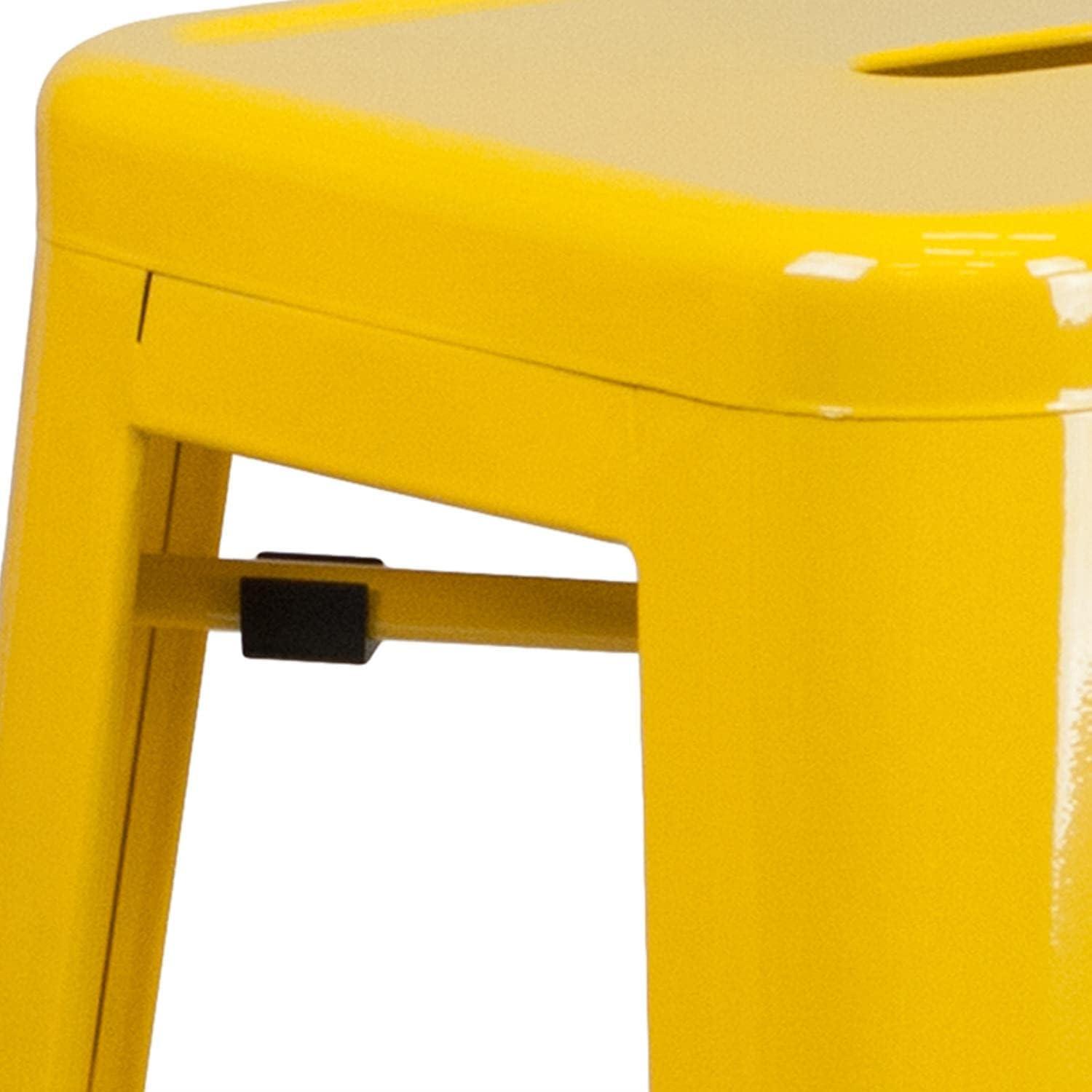 imageFlash Furniture 30quotH Commercial Modern Metal Backless Barstool IndoorOutdoor Industrial Square Stacking Bar Stool for Patio BarsRestaurants BlackYellow