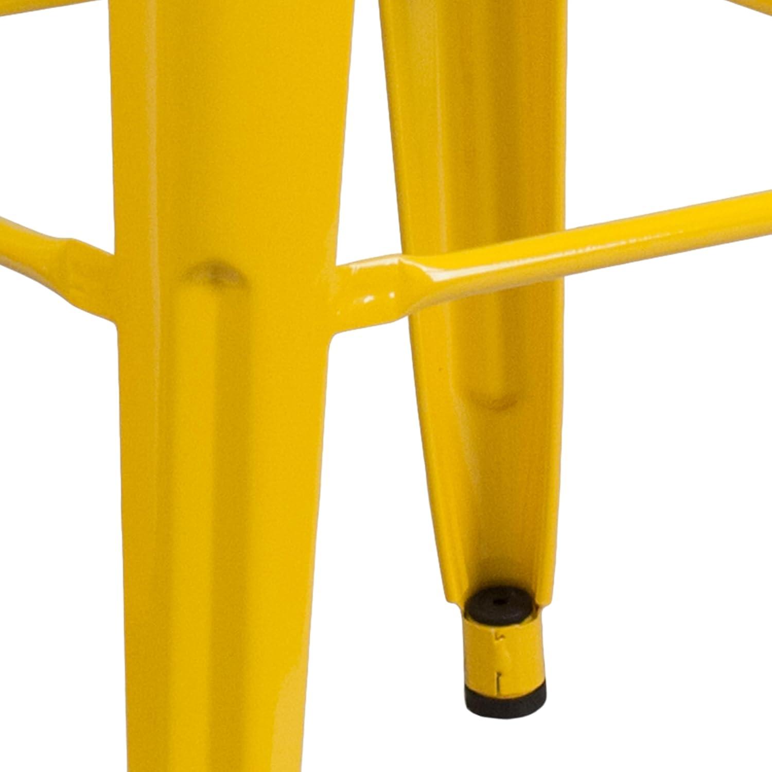 imageFlash Furniture 30quotH Commercial Modern Metal Backless Barstool IndoorOutdoor Industrial Square Stacking Bar Stool for Patio BarsRestaurants BlackYellow