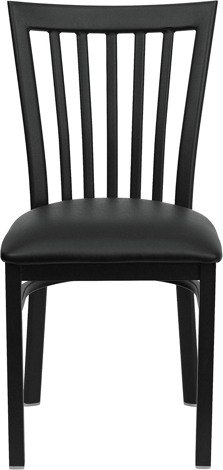 imageFlash Furniture 4 Pack HERCULES Series Black School House Back Metal Restaurant Chair Black Vinyl SeatBlack Vinyl SeatBlack Metal Frame