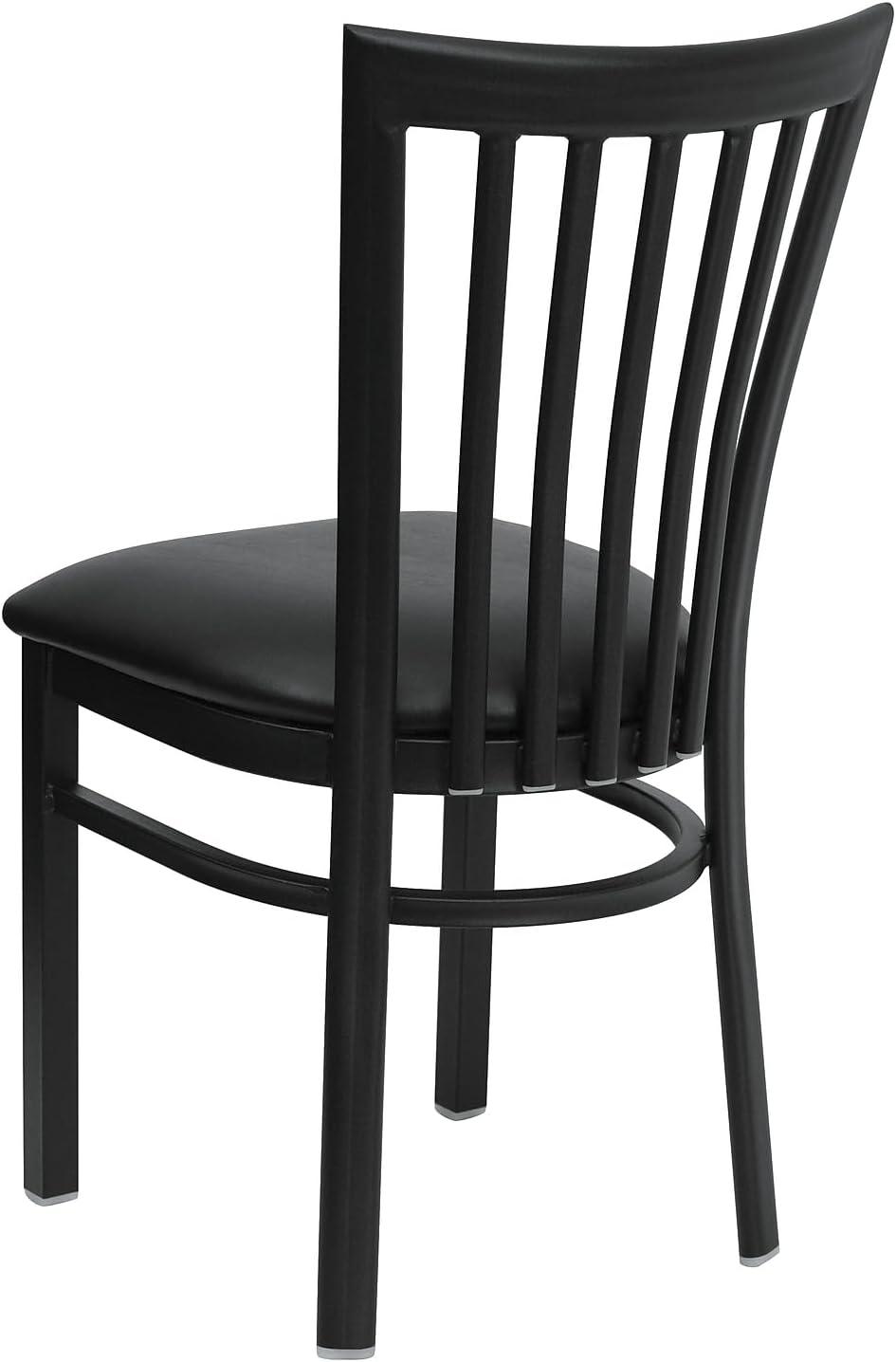 imageFlash Furniture 4 Pack HERCULES Series Black School House Back Metal Restaurant Chair Black Vinyl SeatBlack Vinyl SeatBlack Metal Frame