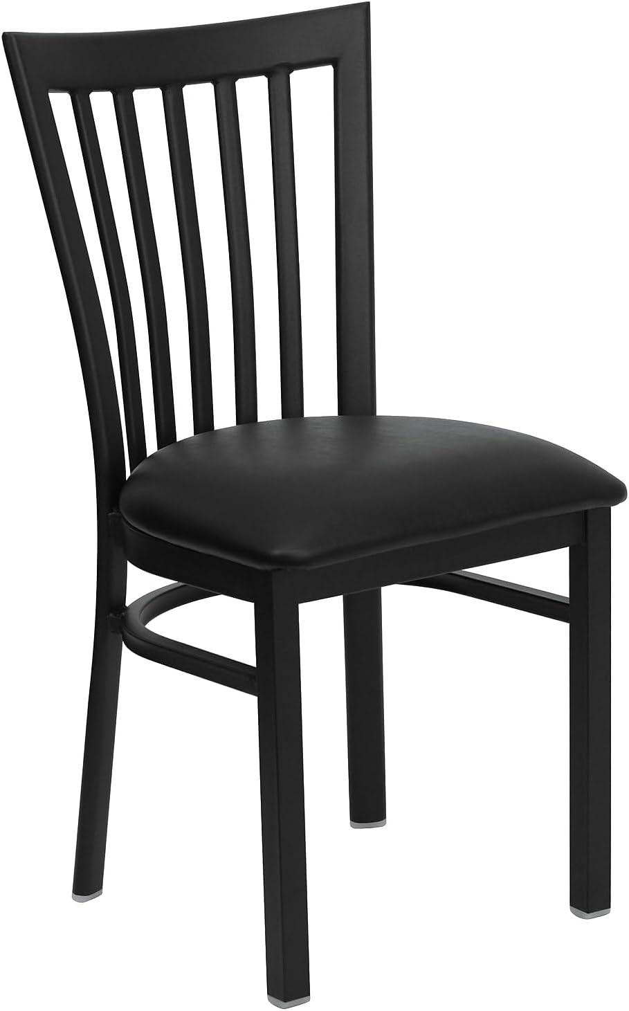 imageFlash Furniture 4 Pack HERCULES Series Black School House Back Metal Restaurant Chair Black Vinyl SeatBlack Vinyl SeatBlack Metal Frame