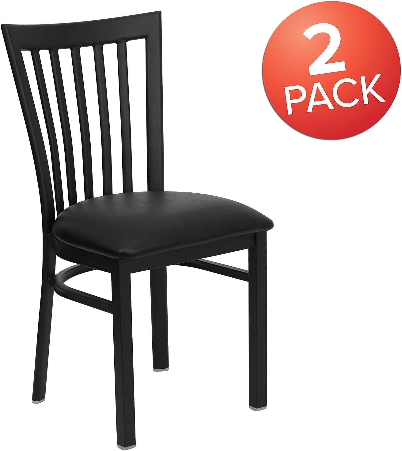 imageFlash Furniture 4 Pack HERCULES Series Black School House Back Metal Restaurant Chair Black Vinyl SeatBlack Vinyl SeatBlack Metal Frame