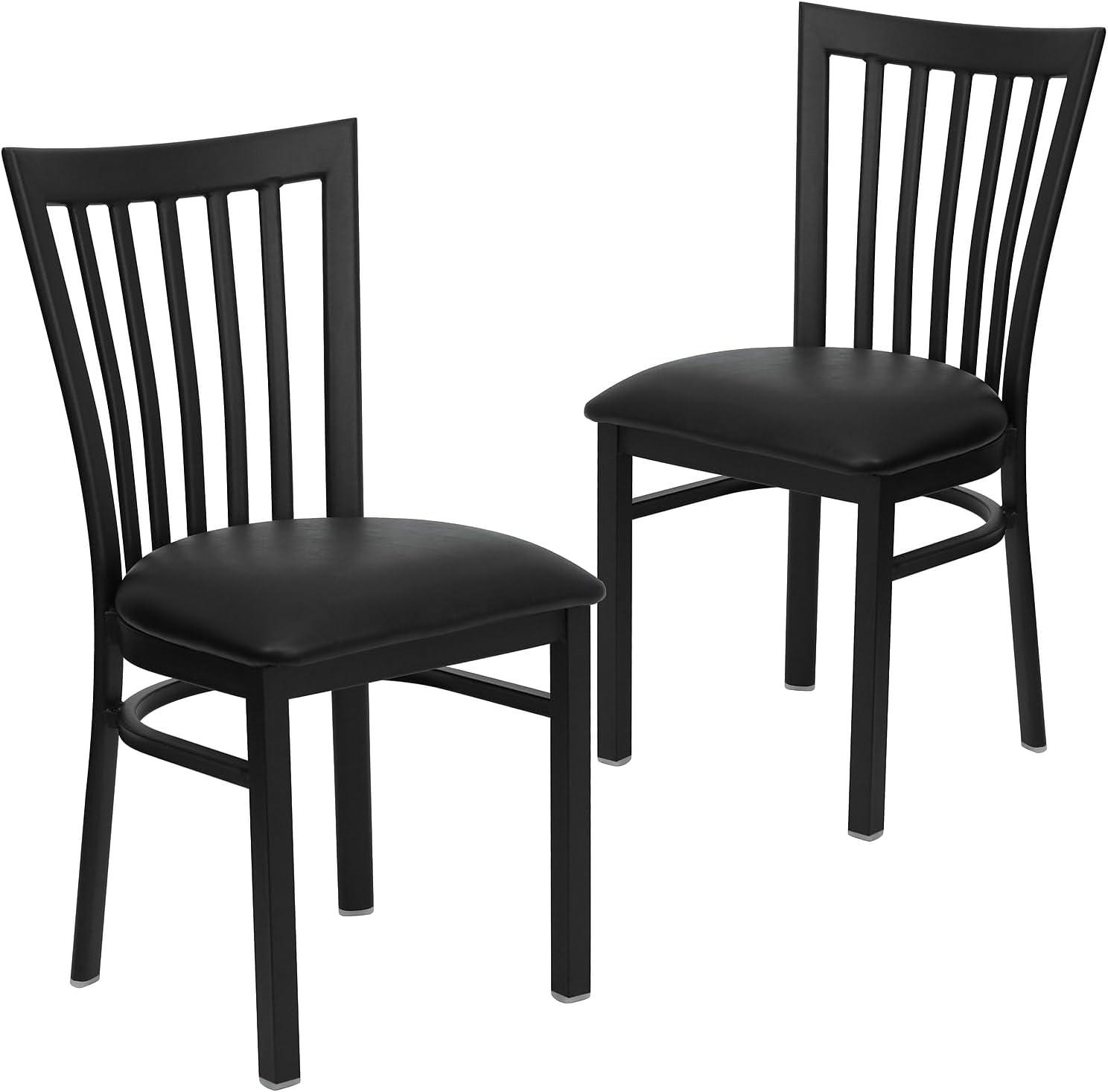 imageFlash Furniture 4 Pack HERCULES Series Black School House Back Metal Restaurant Chair Black Vinyl SeatBlack Vinyl SeatBlack Metal Frame
