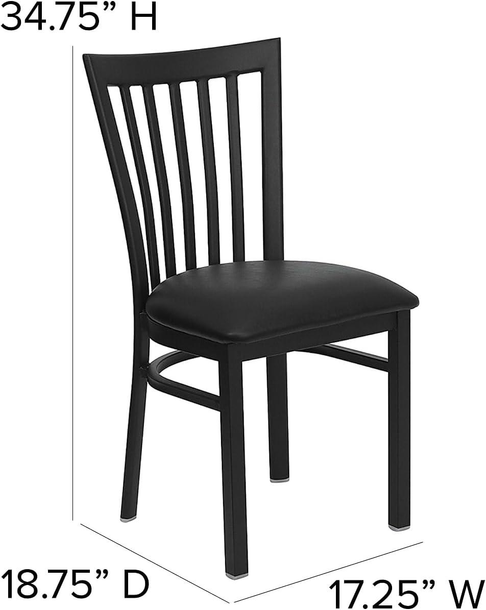 imageFlash Furniture 4 Pack HERCULES Series Black School House Back Metal Restaurant Chair Black Vinyl SeatBlack Vinyl SeatBlack Metal Frame