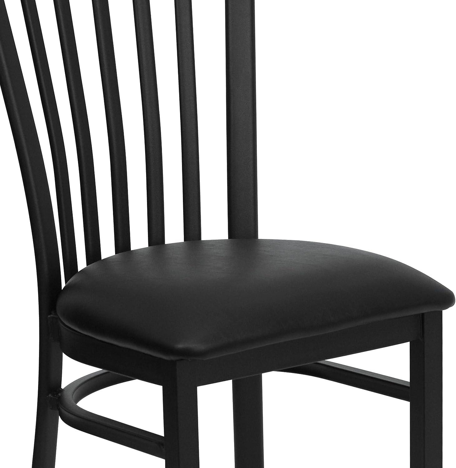 imageFlash Furniture 4 Pack HERCULES Series Black School House Back Metal Restaurant Chair Black Vinyl SeatBlack Vinyl SeatBlack Metal Frame