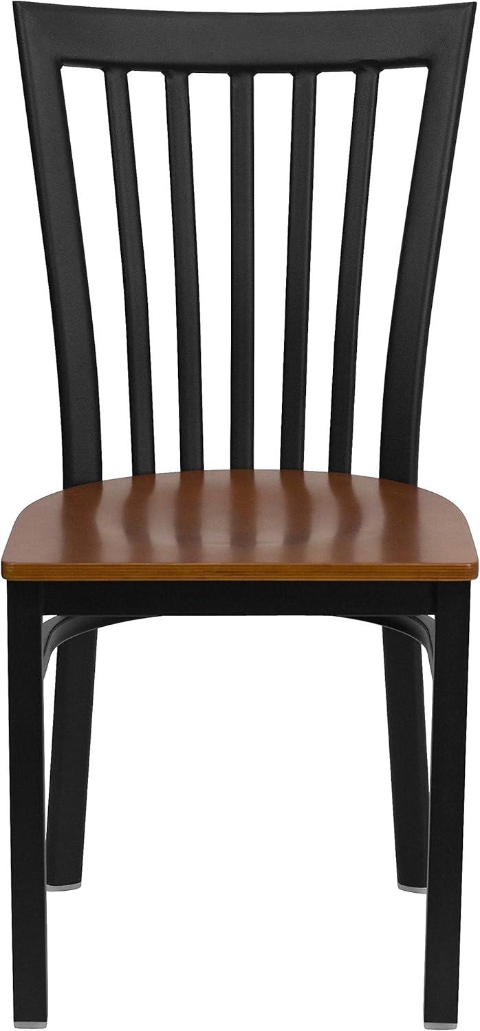 imageFlash Furniture 4 Pack HERCULES Series Black School House Back Metal Restaurant Chair Black Vinyl SeatBlackCherry