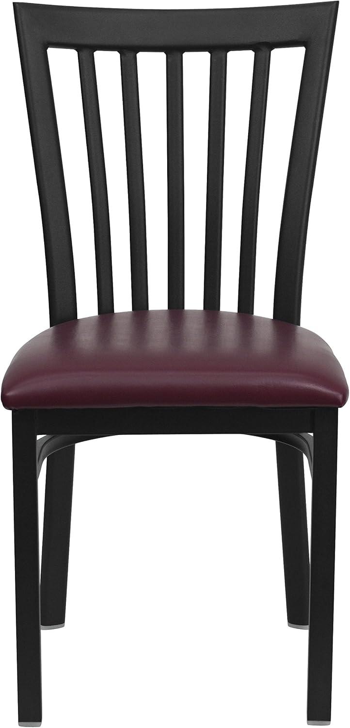 imageFlash Furniture 4 Pack HERCULES Series Black School House Back Metal Restaurant Chair Black Vinyl SeatBurgundy Vinyl SeatBlack Metal Frame