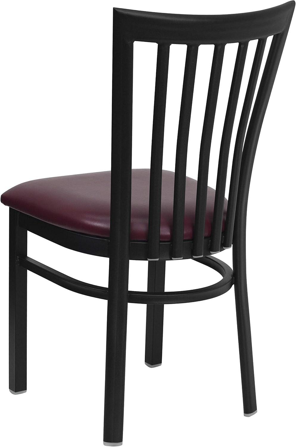 imageFlash Furniture 4 Pack HERCULES Series Black School House Back Metal Restaurant Chair Black Vinyl SeatBurgundy Vinyl SeatBlack Metal Frame
