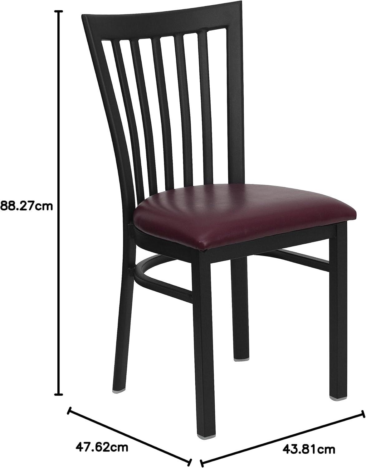 imageFlash Furniture 4 Pack HERCULES Series Black School House Back Metal Restaurant Chair Black Vinyl SeatBurgundy Vinyl SeatBlack Metal Frame
